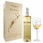 Preview: Geburtstagsgeschenk Weißweingläser mit Gravur und Geschenkbox 2er "Weinranke" 1