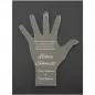 Mobile Preview: Hand aus Plexiglas mit personalisierter Gravur als Geschenk zur Taufe und Geburt Draufsicht und Beispielbild