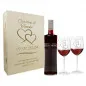 Preview: Hochzeitsgeschenk Rotweingläser mit Gravur und Geschenkbox "2 Herzen" 1
