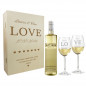 Preview: Hochzeitsgeschenk Weißweingläser mit Gravur und Geschenkbox "Love" 1