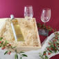 Preview: Hochzeitsgeschenk Weißweingläser mit Gravur und Geschenkbox "Tauben" 2
