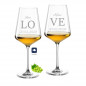 Preview: Puccini Weißweingläser mit personalisierter Gravur als Geschenk zur Hochzeit LOVE 1