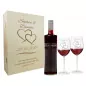 Mobile Preview: Rotweingläser und Holzbox als Geschenkset zur Hochzeit mit personalisierter Gravur Zwei Herzen Titelbild