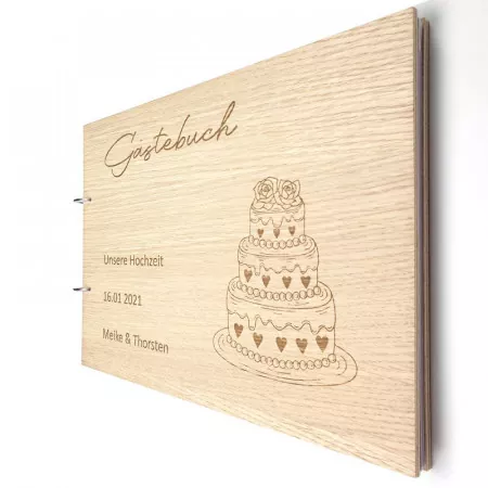 Gästebuch zur Hochzeit personalisiert mit Motiv "Torte" Titelbild