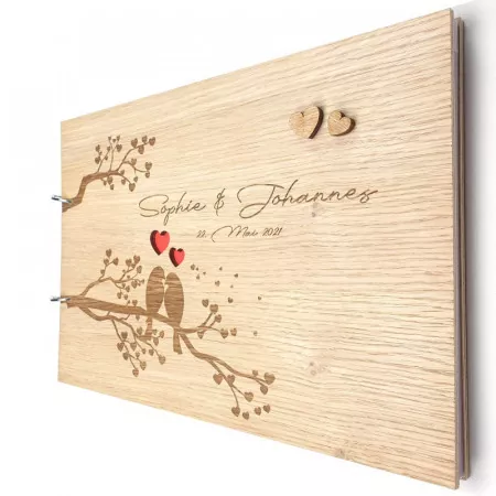 Gästebuch zur Hochzeit personalisiert mit Motiv "Vogelhochzeit" Titelbild