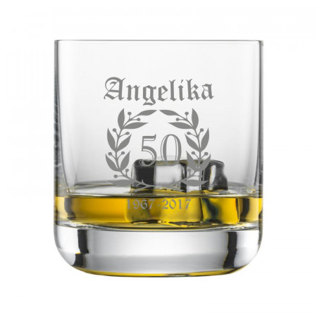 Whiskyglas mit personalisierter Gravur als Geschenk Lorbeerkranz 2