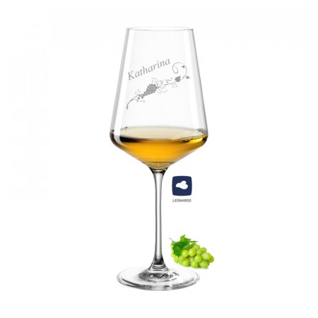 Puccini Weißweinglas mit Gravur als Geschenk Weinranke 1
