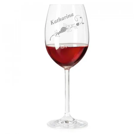 Rotweinglas mit personalisierter Gravur als Geschenk Weinranke 5