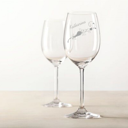 Rotweinglas mit personalisierter Gravur als Geschenk Weinranke 6