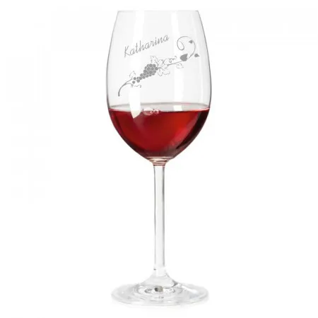 Rotweinglas mit personalisierter Gravur als Geschenk Weinranke 7