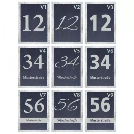 Hausnummer aus Schiefer mit personalisierter Gravur Hochformat alle Varianten