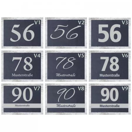 Hausnummer aus Schiefer mit personalisierter Gravur Querformat alle Varianten