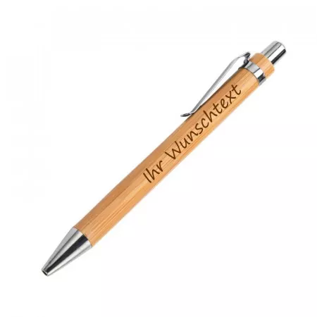 Kugelschreiber aus Bambusholz mit personalisierter Gravur als Geschenk Titelbild