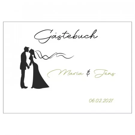 Gästebuch zur Hochzeit personalisiert mit Motiv "Paar" Wunschdaten