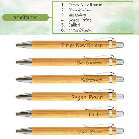 Kugelschreiber aus Bambusholz Schreibset mit personalisierter Gravur als Geschenk Kleeblatt 3