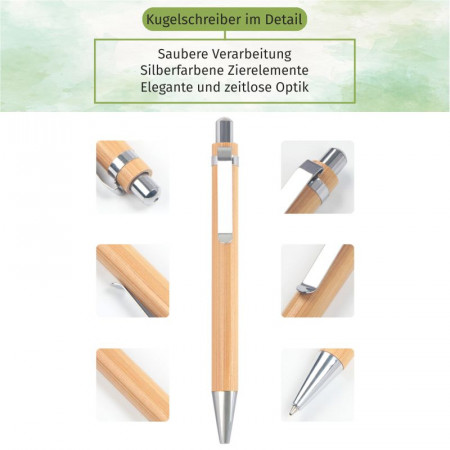 Kugelschreiber aus Bambusholz Schreibset mit personalisierter Gravur als Geschenk Kleeblatt 5