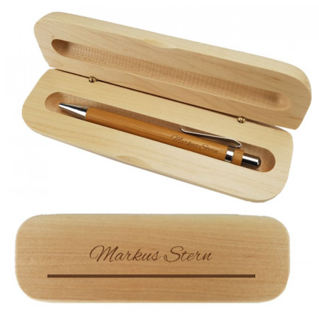 Kugelschreiber aus Bambusholz Schreibset mit personalisierter Gravur als Geschenk Smart 1