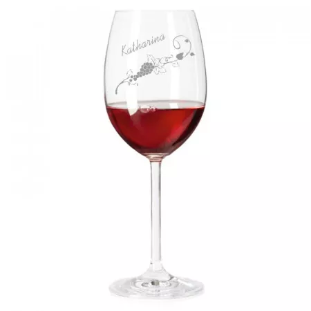 Rotweinglas mit personalisierter Gravur als Geschenk Weinranke Kaufmann