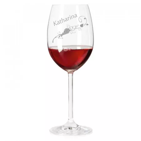 Rotweinglas mit personalisierter Gravur als Geschenk Weinranke Titelbild