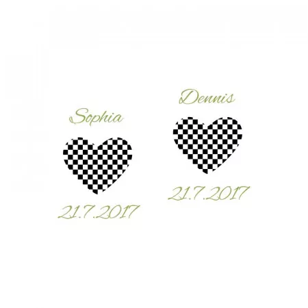 Sektgläser mit personalisierter Gravur als Geschenk zur Hochzeit Herz 3 Motiv im Detail