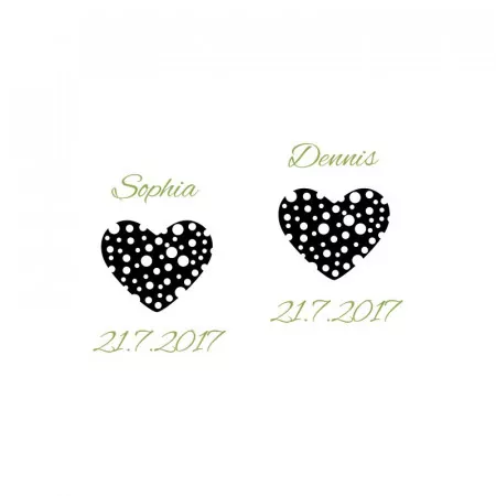 Sektgläser mit personalisierter Gravur als Geschenk zur Hochzeit Herz 2 Motiv im Detail