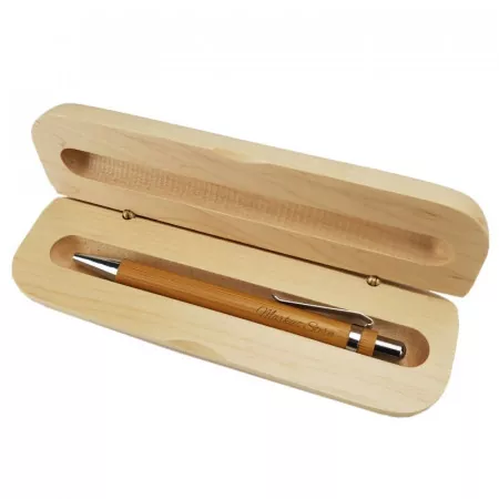 Holzkugelschreiber und Holzbox im Set mit personalisierter Gravur als Geschenk Smart Innenansicht