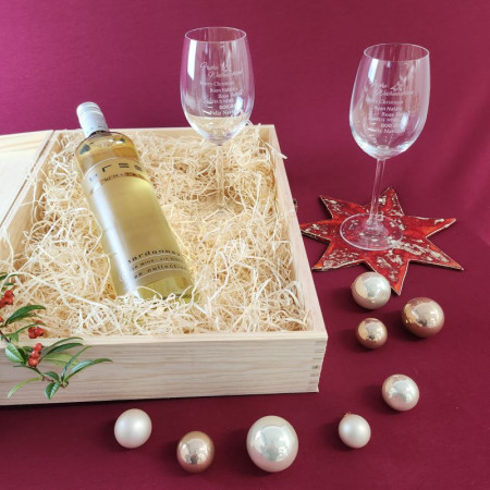 Weihnachtsgeschenk Weißweingläser mit Gravur und Geschenkbox "Weihnachten" 2