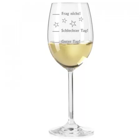 Weissweinglas mit Gravur Stimmungsglas als Geschenk Guter Tag Schlechter Tag