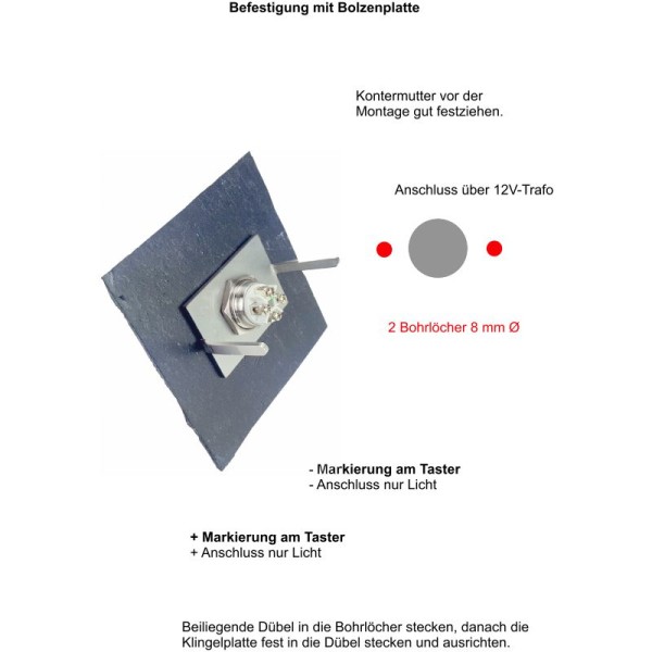 Bolzenplatte zur Befestigung von Klingelplatten Montageanleitung