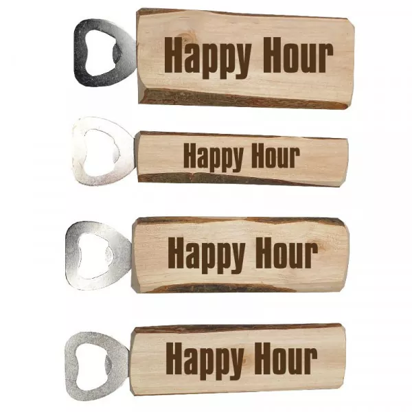 Flaschenöffner mit Gravur Happy Hour verschiedene Größen
