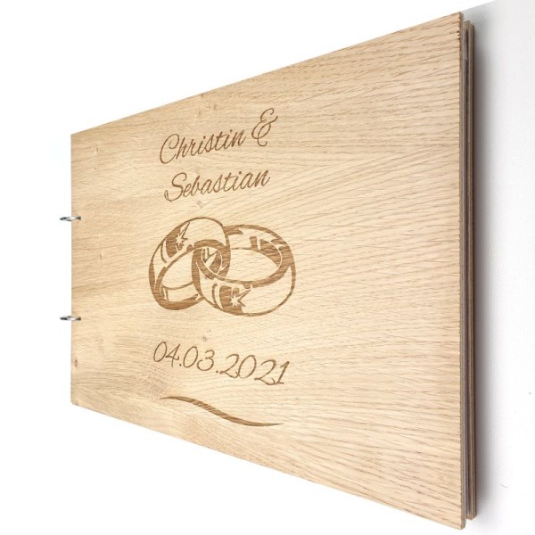 Gästebuch zur Hochzeit personalisiert mit Motiv "Hochzeitsringe" Titelbild Gästebuch zur Hochzeit personalisiert mit Motiv "Hochzeitsringe" Titelbild