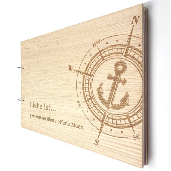 Gästebuch zur Hochzeit personalisiert mit Motiv "Kompass Liebe" Titelbild Gästebuch zur Hochzeit personalisiert mit Motiv "Kompass Liebe" Titelbild