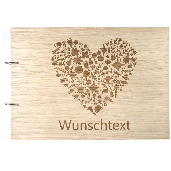 Gästebuch zur Hochzeit personalisiert mit Motiv "Herz" Frontansicht Gästebuch zur Hochzeit personalisiert mit Motiv "Herz" Frontansicht