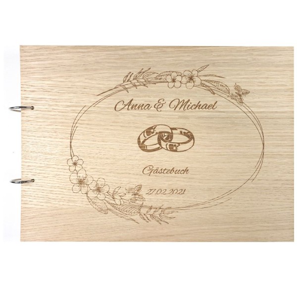 Gästebuch zur Hochzeit personalisiert mit Motiv "Ornament 1" Frontansicht Gästebuch zur Hochzeit personalisiert mit Motiv "Ornament 1" Frontansicht