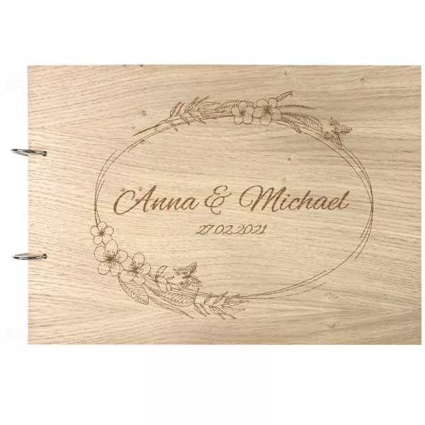 Gästebuch zur Hochzeit personalisiert mit Motiv "Ornament 2" Frontansicht