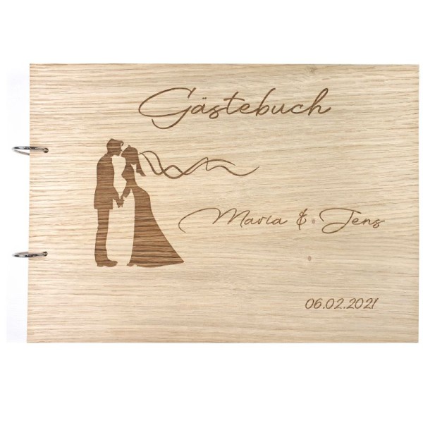 Gästebuch zur Hochzeit personalisiert mit Motiv "Paar" Frontansicht Gästebuch zur Hochzeit personalisiert mit Motiv "Paar" Frontansicht