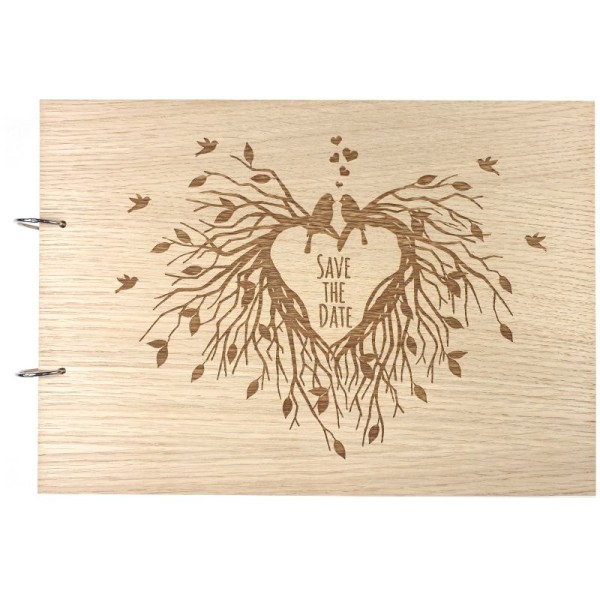 Gästebuch zur Hochzeit personalisiert mit Motiv "Save the date" Frontansicht Gästebuch zur Hochzeit personalisiert mit Motiv "Save the date" Frontansicht