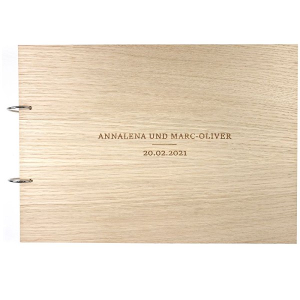Gästebuch zur Hochzeit personalisiert mit Motiv "Schlicht" Frontansicht Gästebuch zur Hochzeit personalisiert mit Motiv "Schlicht" Frontansicht