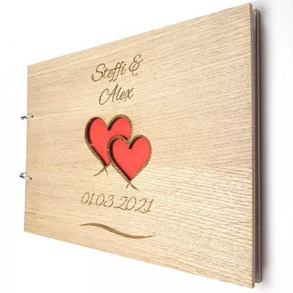 Gästebuch zur Hochzeit personalisiert mit Motiv "Zwei Herzen" Titelbild