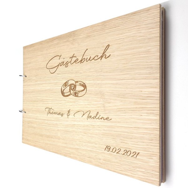 Gästebuch zur Hochzeit personalisiert mit Motiv "Ringe" Titelbild Gästebuch zur Hochzeit personalisiert mit Motiv "Ringe" Titelbild