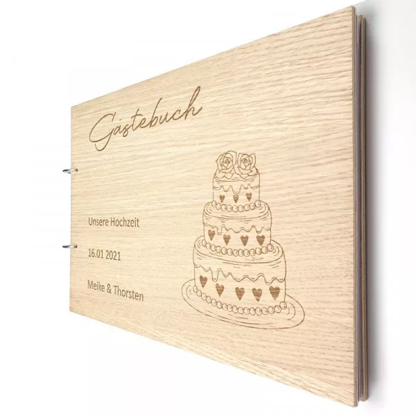 Gästebuch zur Hochzeit personalisiert mit Motiv "Torte" Titelbild