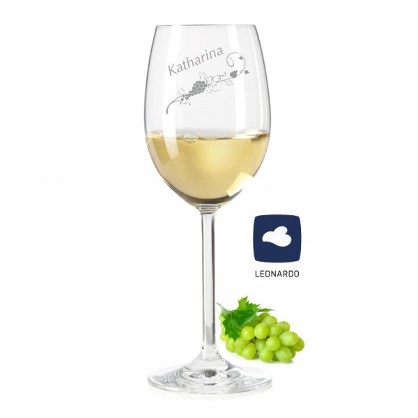 Geburtstagsgeschenk Weißweingläser mit Gravur und Geschenkbox 2er "Weinranke" 7