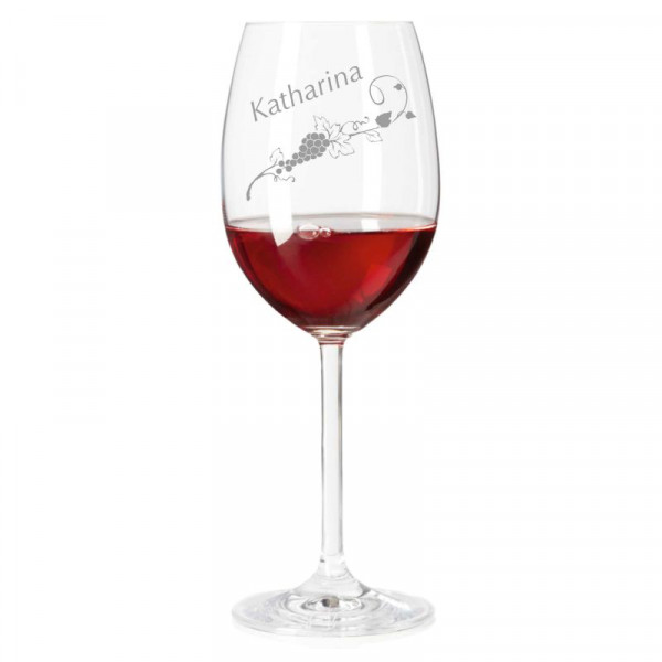 Rotweinglas mit personalisierter Gravur als Geschenk Weinranke 3