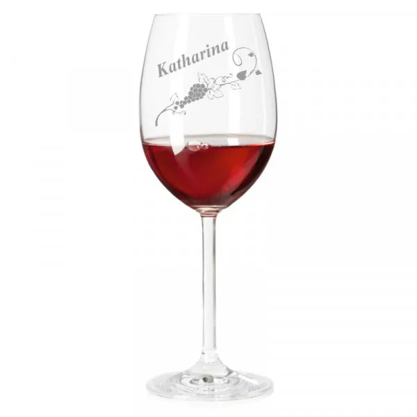 Rotweinglas mit personalisierter Gravur als Geschenk Weinranke 5
