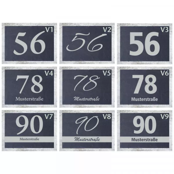 Hausnummer aus Schiefer mit personalisierter Gravur Querformat alle Varianten
