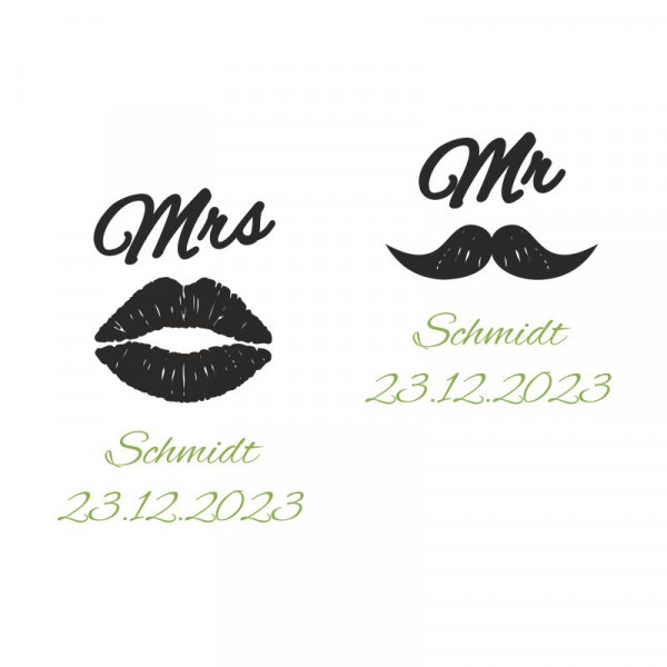 Hochzeitsgeschenk Weißweingläser mit Gravur und Geschenkbox 2er "Mr und Mrs" 9