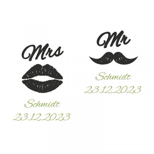 Hochzeitsgeschenk Weißweingläser mit Gravur und Geschenkbox "Mr & Mrs" 9
