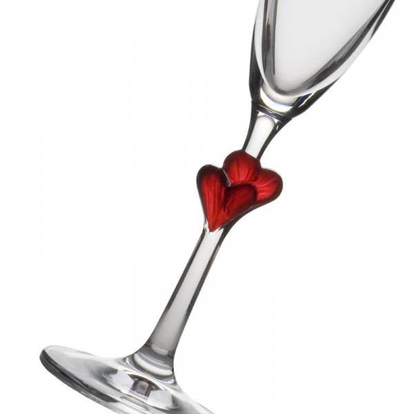 Sektgläser mit personalisierter Gravur als Geschenk zur Hochzeit mit roten Herzen Zwei Herzen 5