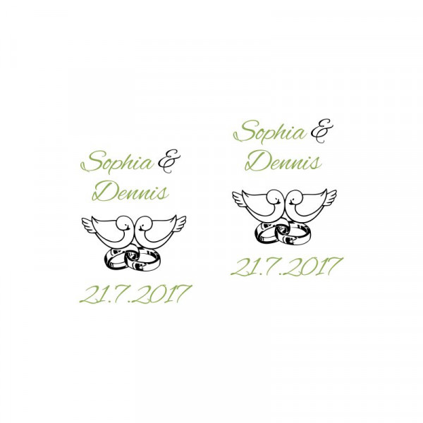 Sektgläser mit personalisierter Gravur als Geschenk zur Hochzeit Tauben und Ringe 7