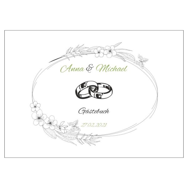Gästebuch zur Hochzeit personalisiert mit Motiv "Ornament 1" Wunschdaten Gästebuch zur Hochzeit personalisiert mit Motiv "Ornament 1" Wunschdaten